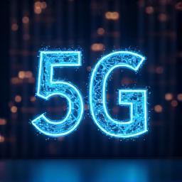 5G symbol representing next-generation mobile network.